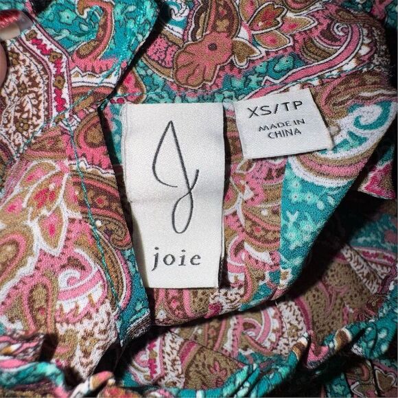 Joie Paisley Print Blouse Women's M Multicolor Mock Neck Long Sleeve - Picture 7 of 13